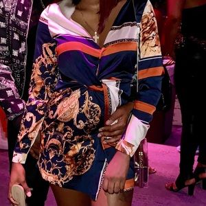 Long sleeve satin dress